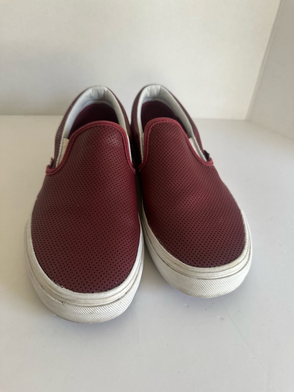 Vans Slip-On Loafers in Burgundy with White Sole